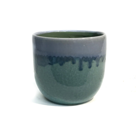 Pot, 4in, Ceramic, Purple & Grey Drip