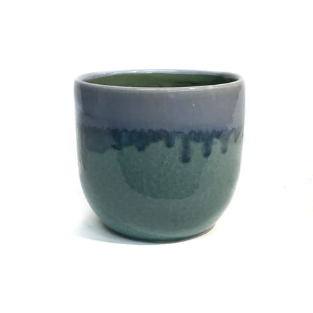 Pot, 4in, Ceramic, Purple & Grey Drip