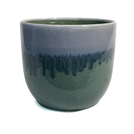 Pot, 6in, Ceramic, Purple & Grey Drip