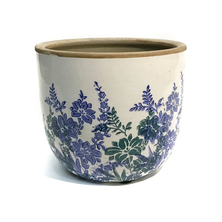 Pot, 6in, Ceramic, Purple & Grey Drip