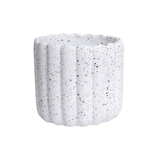 Pot, 4in, White Speckle, Darla, Cement