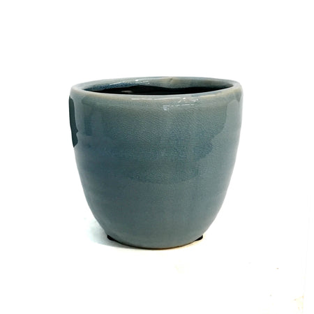 Pot, 4in, Ceramic, Blue Crackle, Elisa