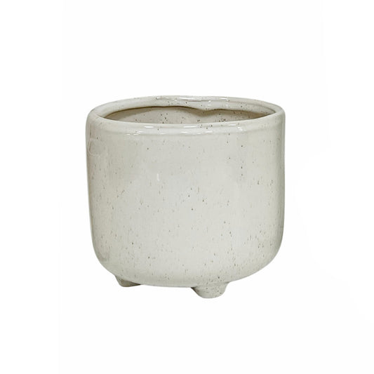 Pot, 4in, Ceramic, White Footed, Keena