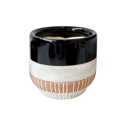 Pot, 4in, Ceramic, Black & White, Camila