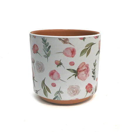 Pot, 4in, Ceramic, Pink Roses