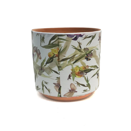 Pot, 4in, Ceramic, Inscets & Flowers