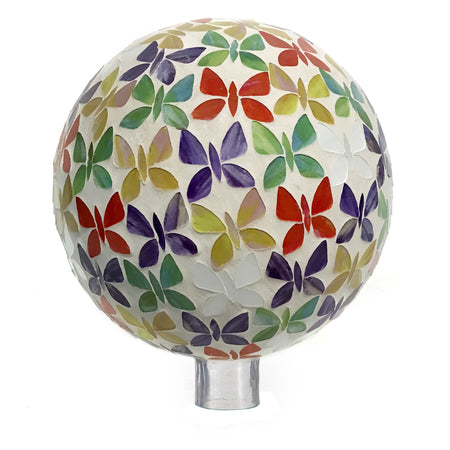 Gazing Ball, 10in, Mosaic, Butterflies
