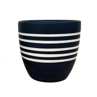 Pot, 6in, Ceramic, Black/White Striped, Isha