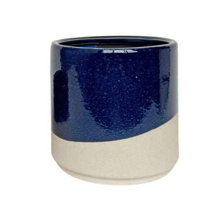 Pot, 4in, Ceramic, Cream & Dark Blue, Reagan