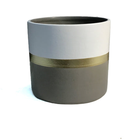 Pot, 4in, Ceramic, Gold Band, Raquel