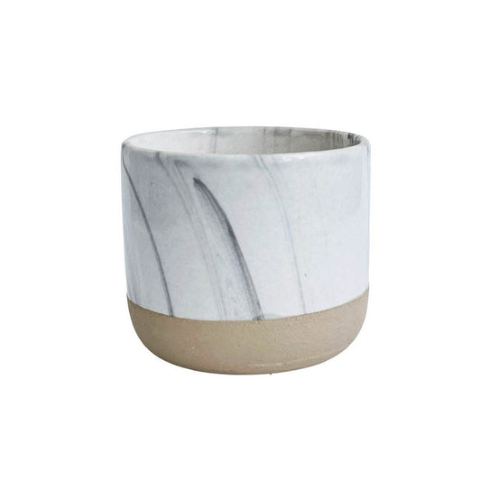 Pot, 4in, Ceramic, Marble & Beige