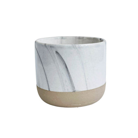 Pot, 4in, Ceramic, Marble & Beige