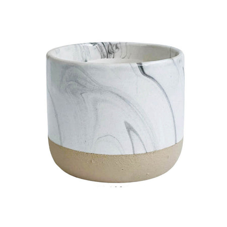 Pot, 6in, Ceramic, Marble & Beige
