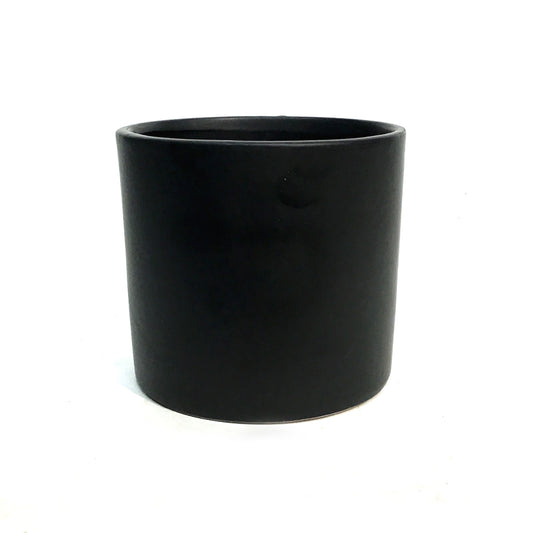 Pot, 4in, Ceramic, Matte Black, Cylinder