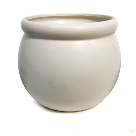 Pot, 6in, Ceramic, Matte White, Round, Claire