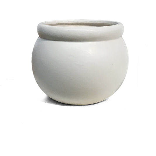 Pot, 4in, Ceramic, Matte White, Round, Claire