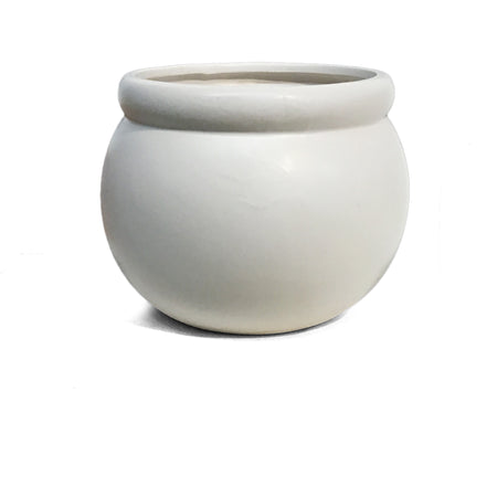 Pot, 4in, Ceramic, Matte White, Round, Claire
