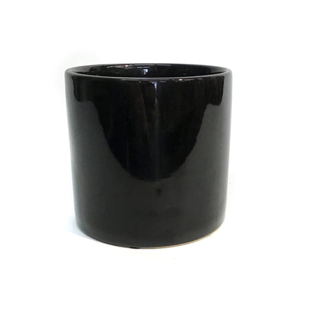 Pot, 4in, Glossy Black, Cylinder