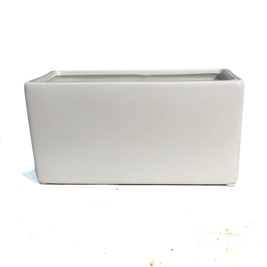 Pot, 8x4in Ceramic, White Matte, Rectangle