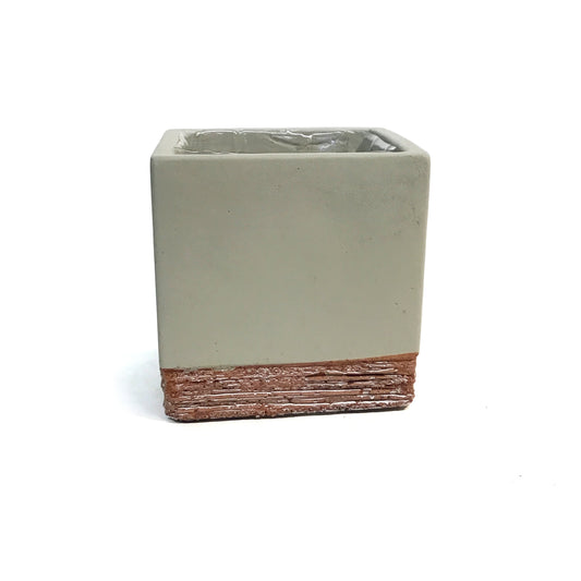Pot, 2.5in, Cement Cube, White, Geri