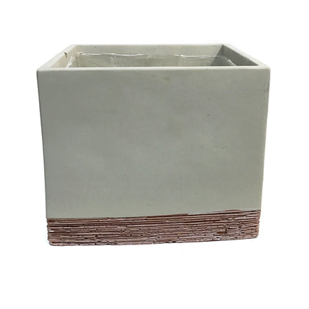 Pot, 4in, Cement Cube, White, Geri