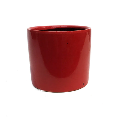 Pot, 4in, Glossy Red Cylinder