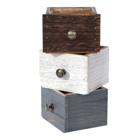 Planter, 4in, Square Rustic Drawers, Assorted