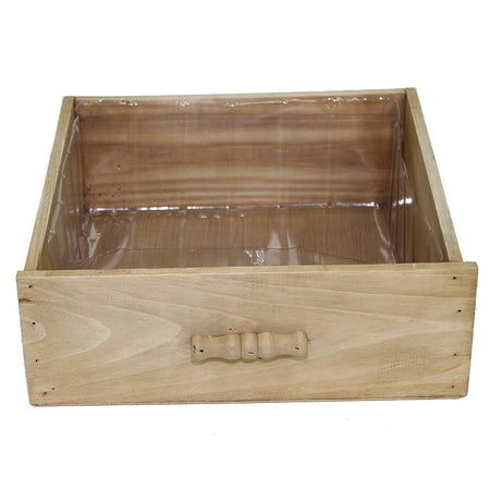 Planter, 12in, Square Wood Drawer