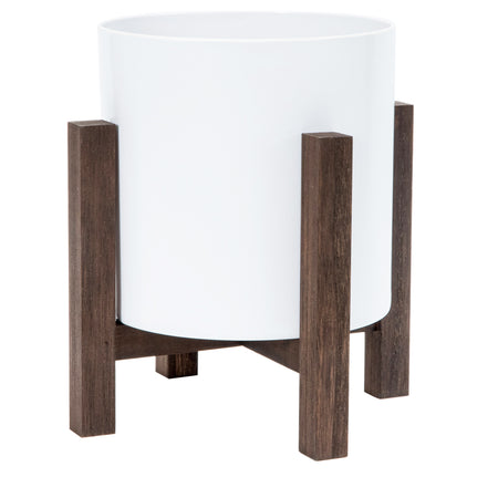 Pot With Palnt Stand, 6in, Brown Paulownia