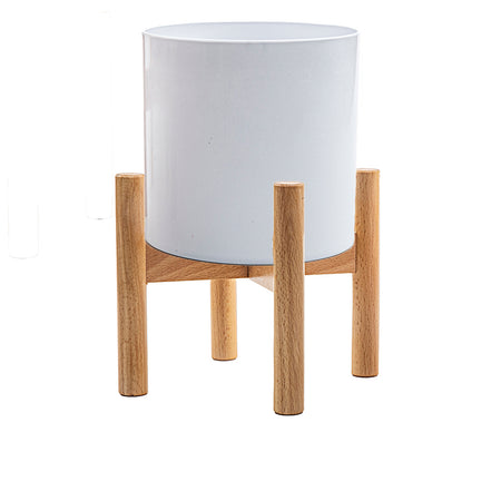 Pot With Palnt Stand, 4in, Natural Beech Wood