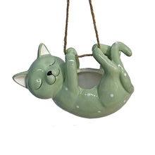 Load image into Gallery viewer, Pot, Hanging, Green Cat
