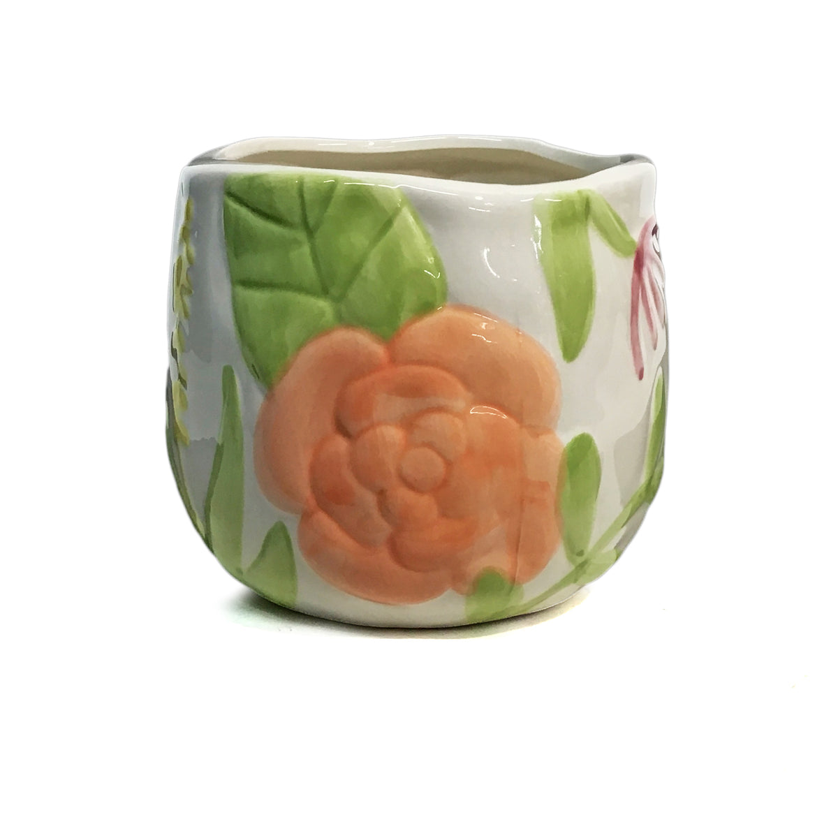 Pot, 4in, Ceramic, Flowers