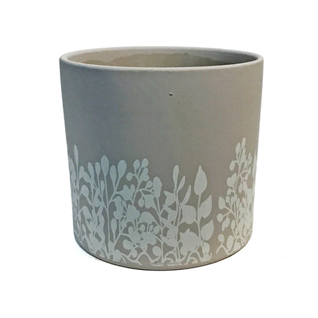 Pot, 6in, Wild Flowers, Beige