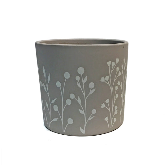 Pot, 5in, Wild Flowers, Beige