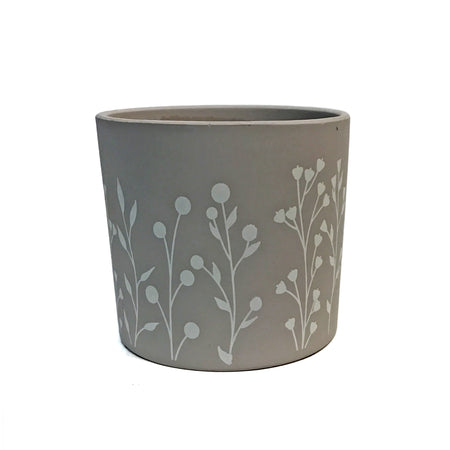 Pot, 5in, Wild Flowers, Beige