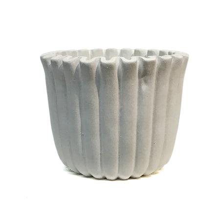 Pot, 6in, White Rounded Fluted, Ceramic