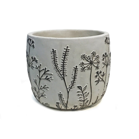 Pot, 6in, Flowers, Embossed, Ceramic