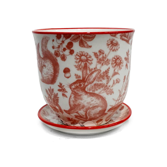 Pot, 3in, Porcelain Liberte, Red Squirrel W/ Sauce