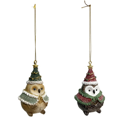 Ornament, Resin, Owls, 2 Assorted