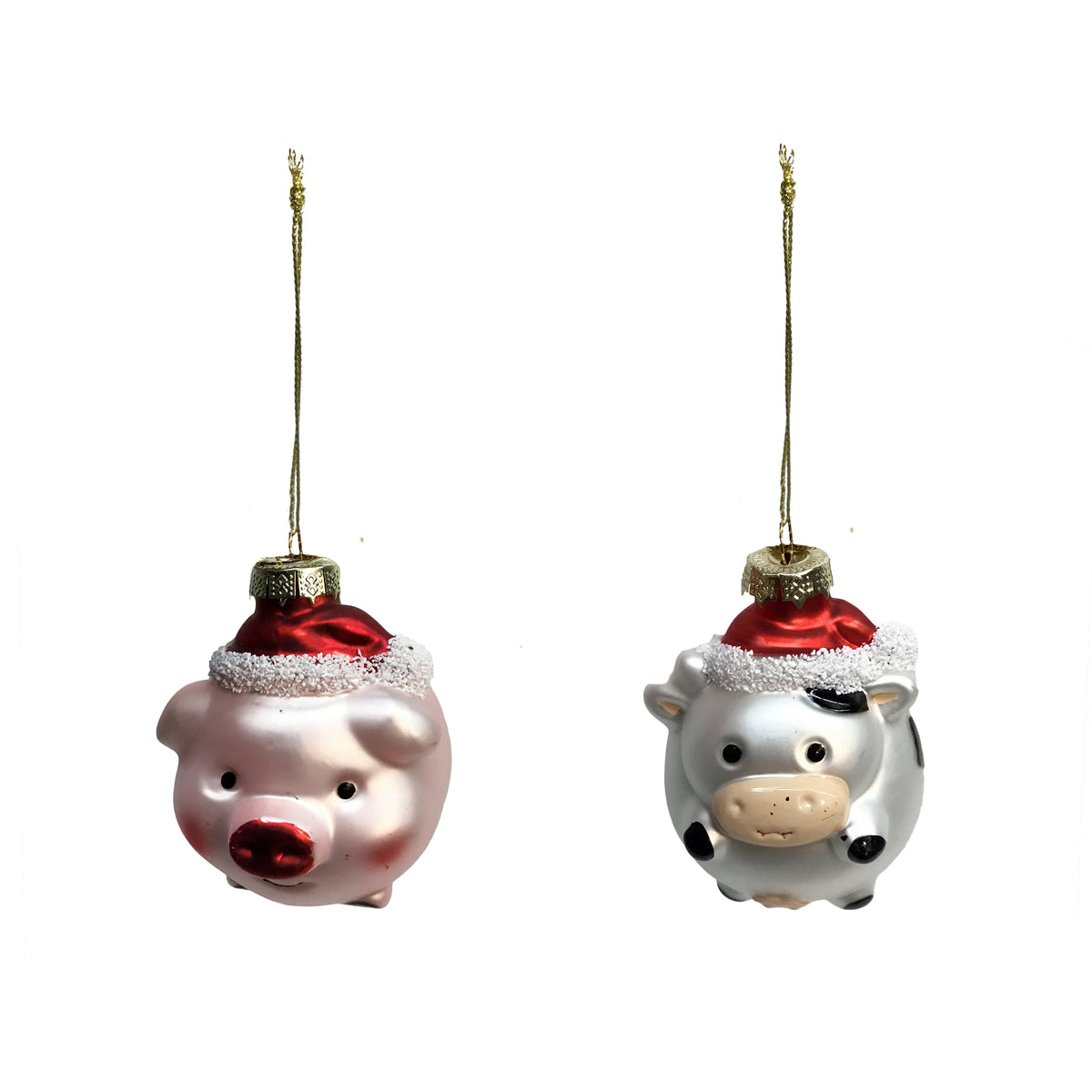 Ornament, Glass, Farm Animals, 2 Assorted