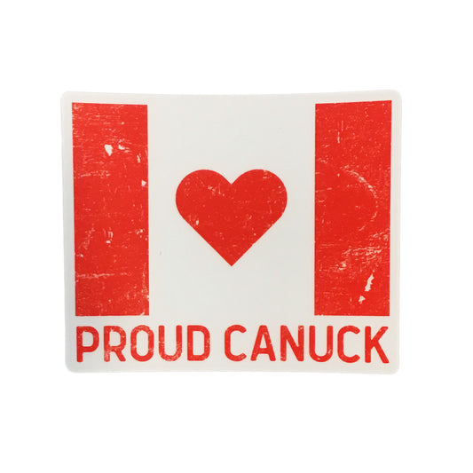 Sticker, 3in, Proud Canuck Heart Flag