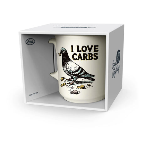 Say Anything Porcelain Mug,  I Love Carbs. 16oz