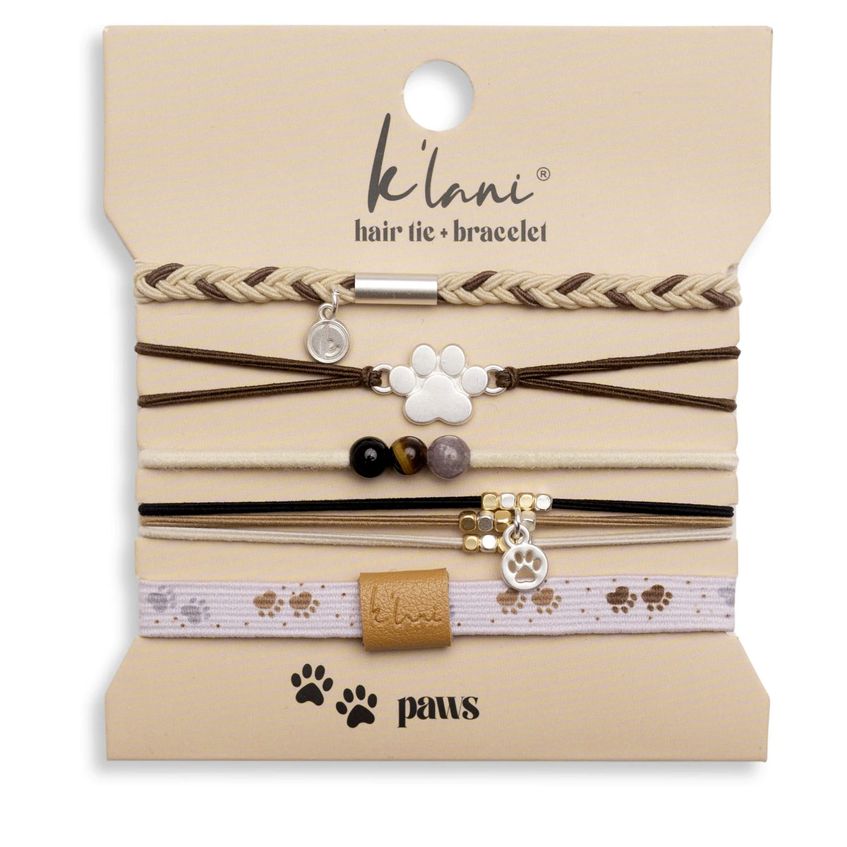 K'lani Hair Tie + Bracelet - Paw, Medium
