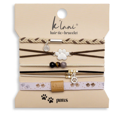 K'lani Hair Tie + Bracelet - Paw, Medium