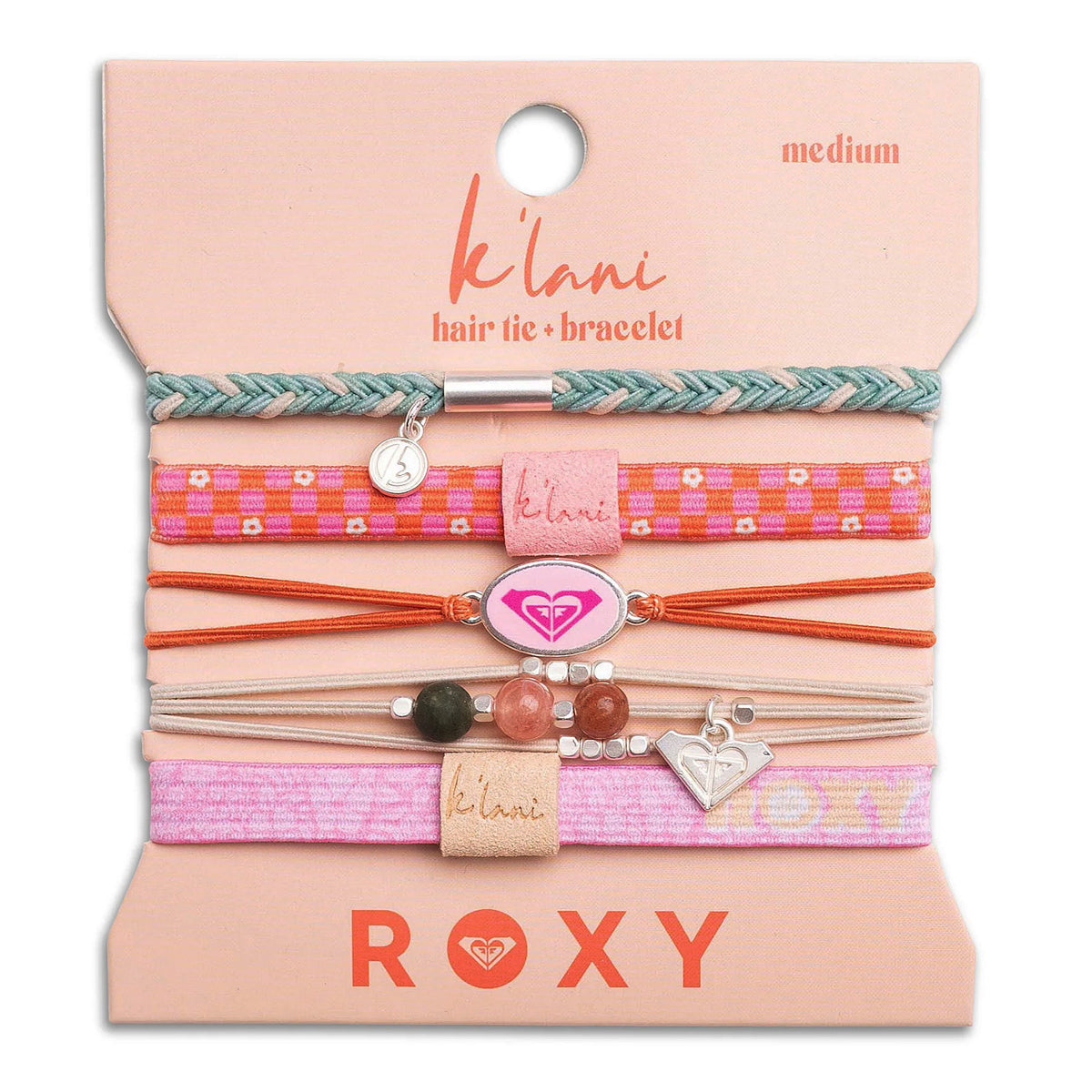 K'lani Hair Tie + Bracelet - Roxy, Pink, Medium