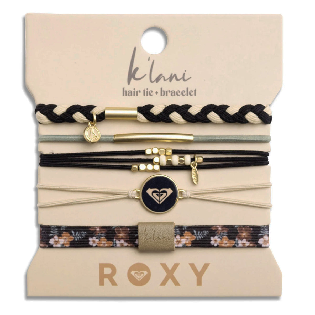 K'lani Hair Tie + Bracelet - Roxy, Black, Medium