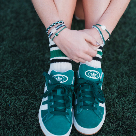 K'lani Hair Tie + Bracelet - Green Game Day, Med