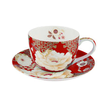 Load image into Gallery viewer, Cup &amp; Saucer, Ceramic, Kimono, Red, 300ml
