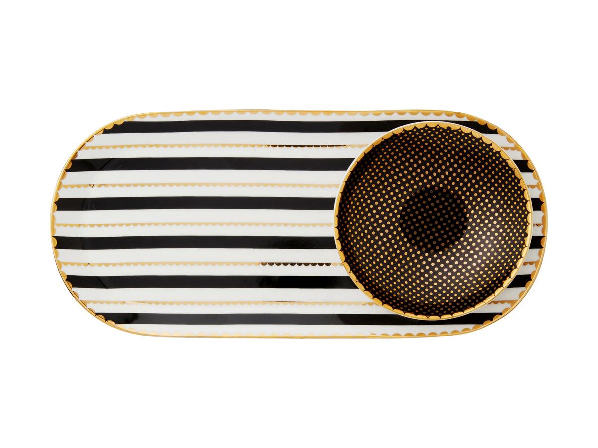 Ceramic Platter & Dish, Straight Regency, Black