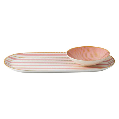 Ceramic Platter & Dish, Straight Regency, Pink